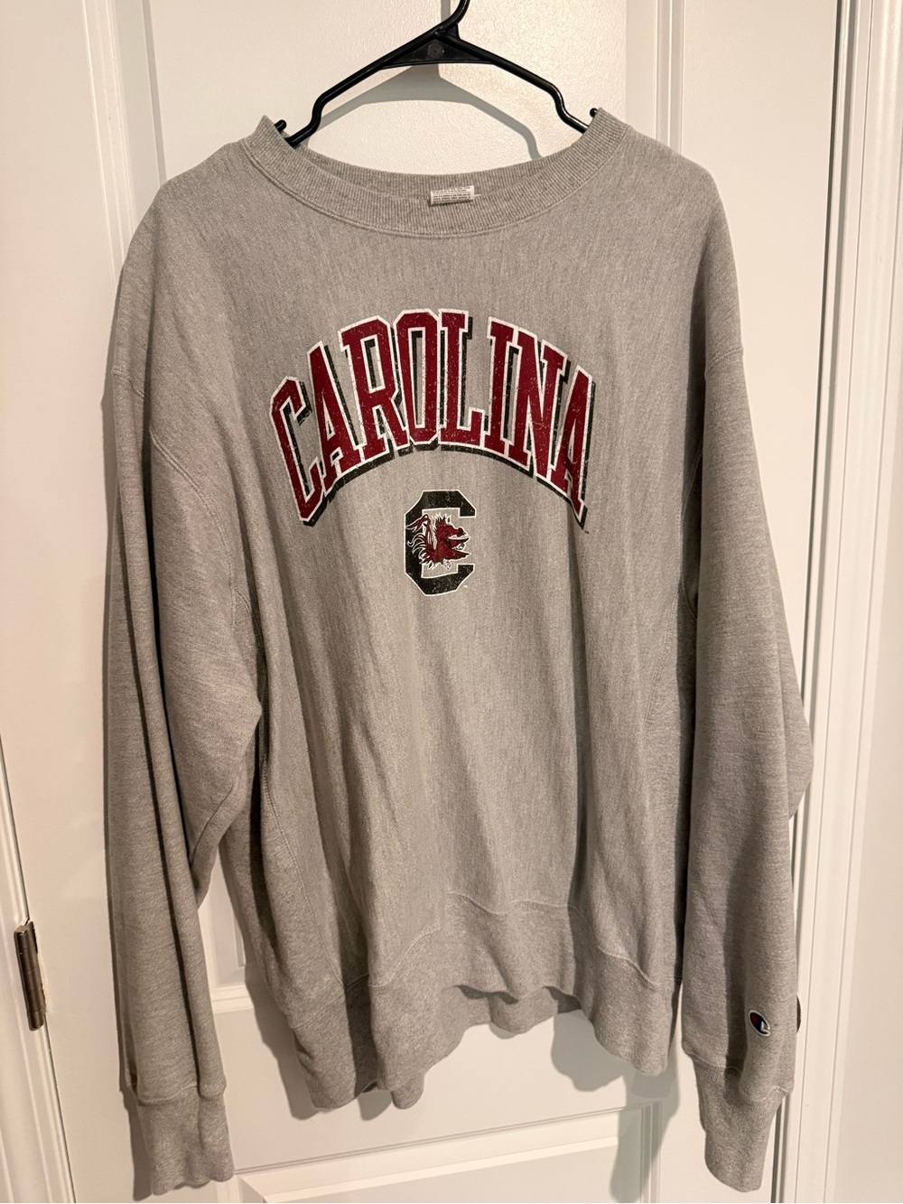 Champion Gray 'Carolina' Crewneck Sweatshirt with Garnet Lettering